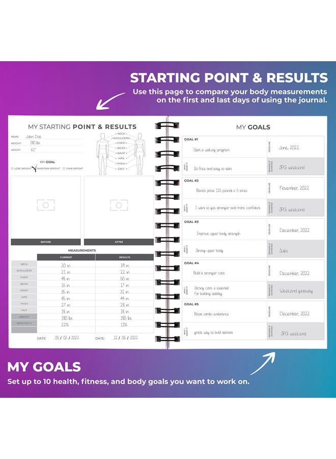 Clever Fox Fitness Journal Workout Log Book - Daily Fitness Planner Workout Journal for Women and Men. Spiral-Bound, Laminated Cover, Thick Pages, A5 (Black & White) - Image 3