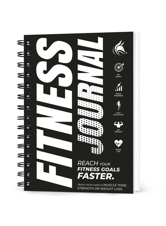 Clever Fox Fitness Journal Workout Log Book - Daily Fitness Planner Workout Journal for Women and Men. Spiral-Bound, Laminated Cover, Thick Pages, A5 (Black & White) - Image 1