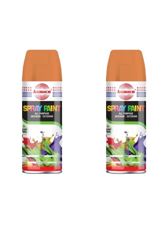 Asmaco Spray Paint - Fluo Orange Yellow - 400 Ml - Set of 02