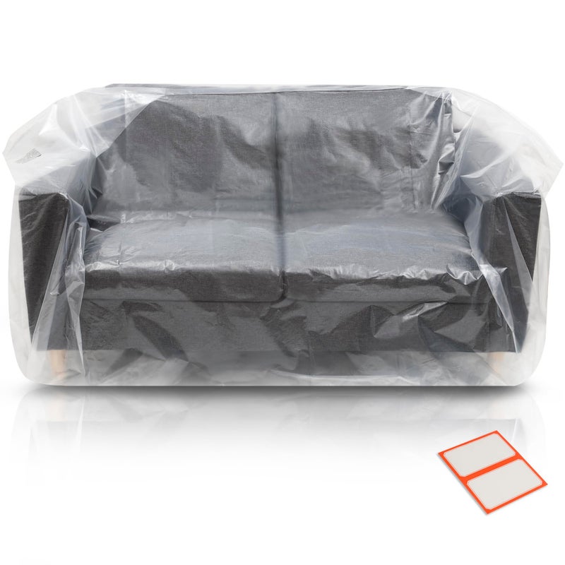 Plastic Furniture Covers for Moving HeavyDuty Loveseat Cover for Love Seat Bench and Large Items Clear Bags for Renovation Wrap or Storage Extra Large Bag Open Size 68 x 42 x 62 Inch