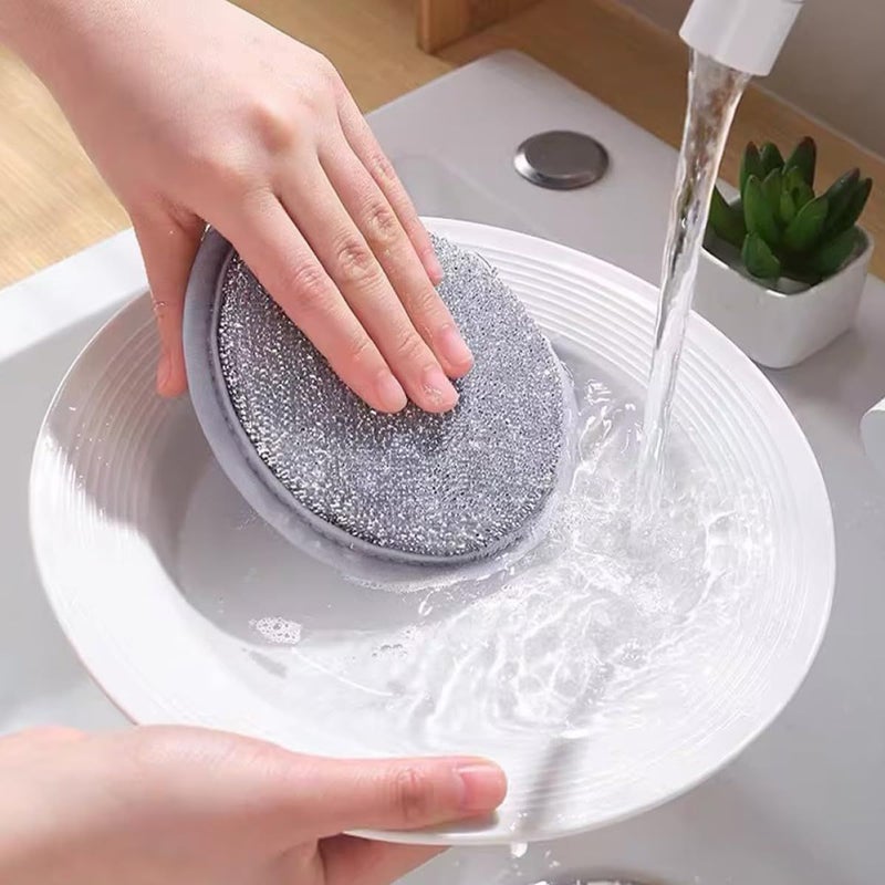 Double Sided Silver Fiber Dish Sponges 12 Pack Non Scratch Cleaning Pads - Image 5