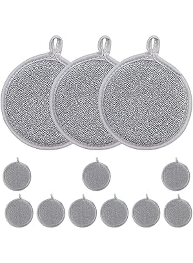 Double Sided Silver Fiber Dish Sponges 12 Pack Non Scratch Cleaning Pads - Image 1