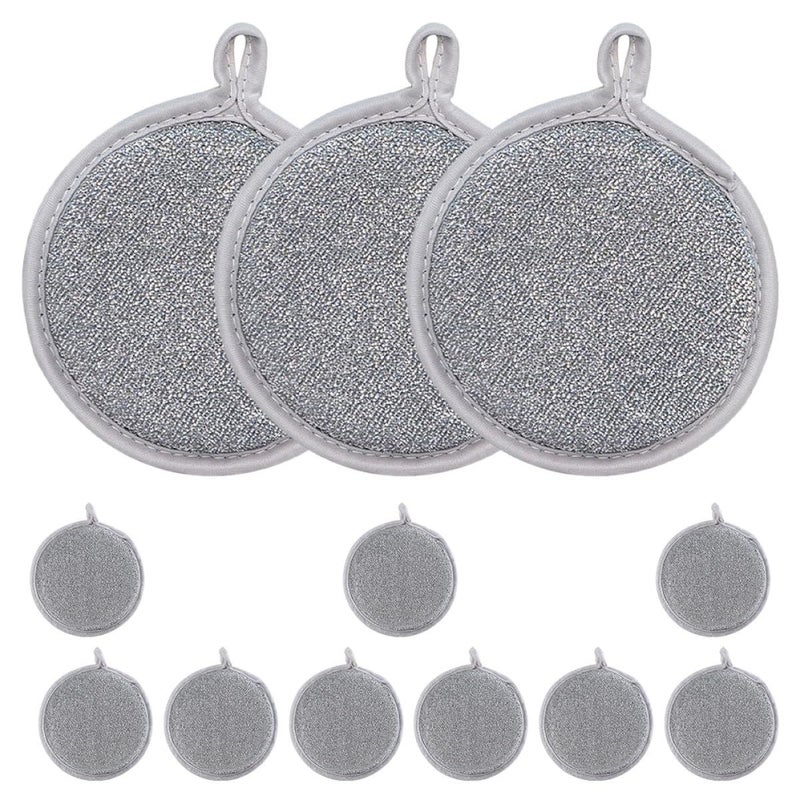 Double Sided Silver Fiber Dish Sponges 12 Pack Non Scratch Cleaning Pads - Image 2