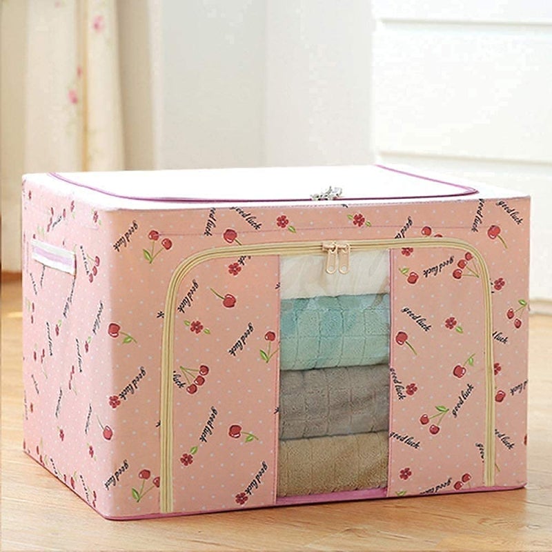 TAGUDA Large Clear Window Storage Bins Foldable Fabric Storage Bins Boxes for Clothes Stackable Container Organizer Set with Carrying Handles 66 Ltr Multicolor 50 X 40 X 33 cm 66 Liter - Image 5