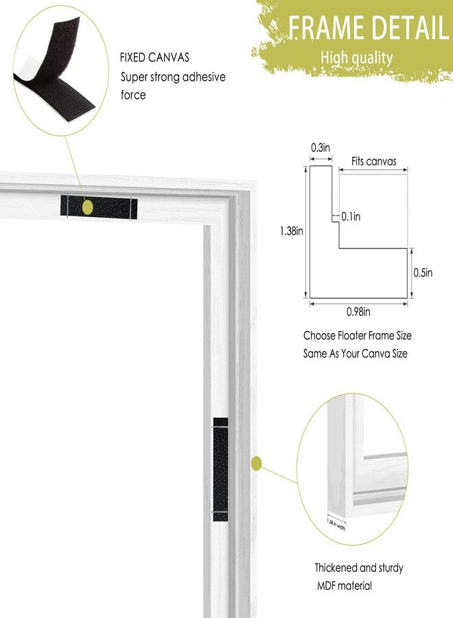 Abtgt 11x14 Canvas Floating Frame with 0.9" Deep, White Floater Frame for Canvas Paintings with Adhesive, Vertical or Horizontal Wall Art frame for Prints Oil Painting Diamond Decor, 1 Pack. - Image 4