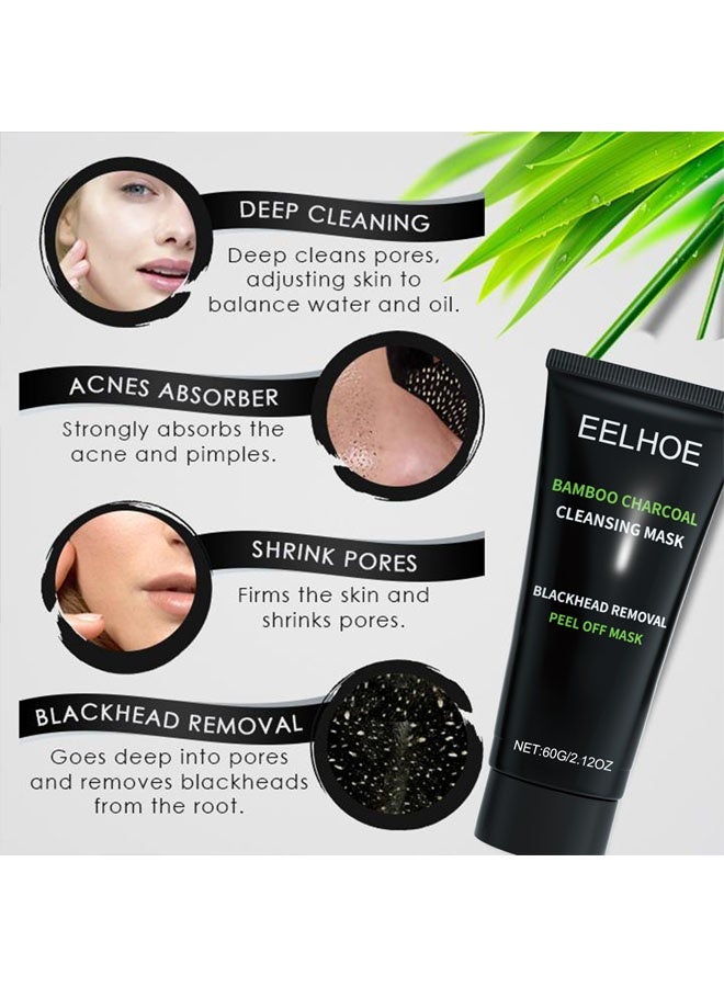 EELHOE Bamboo Charcoal Cleansing Peel Off Mask | Blackhead Removal, Pore Purifying, Deep Cleansing 60g | For Nose & Face, Removes Dirt & Impurities, Suitable For All Skin Types - Image 5