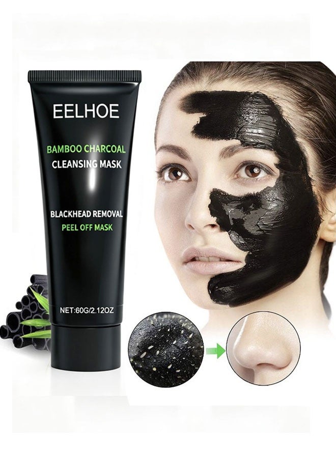 EELHOE Bamboo Charcoal Cleansing Peel Off Mask | Blackhead Removal, Pore Purifying, Deep Cleansing 60g | For Nose & Face, Removes Dirt & Impurities, Suitable For All Skin Types - Image 1