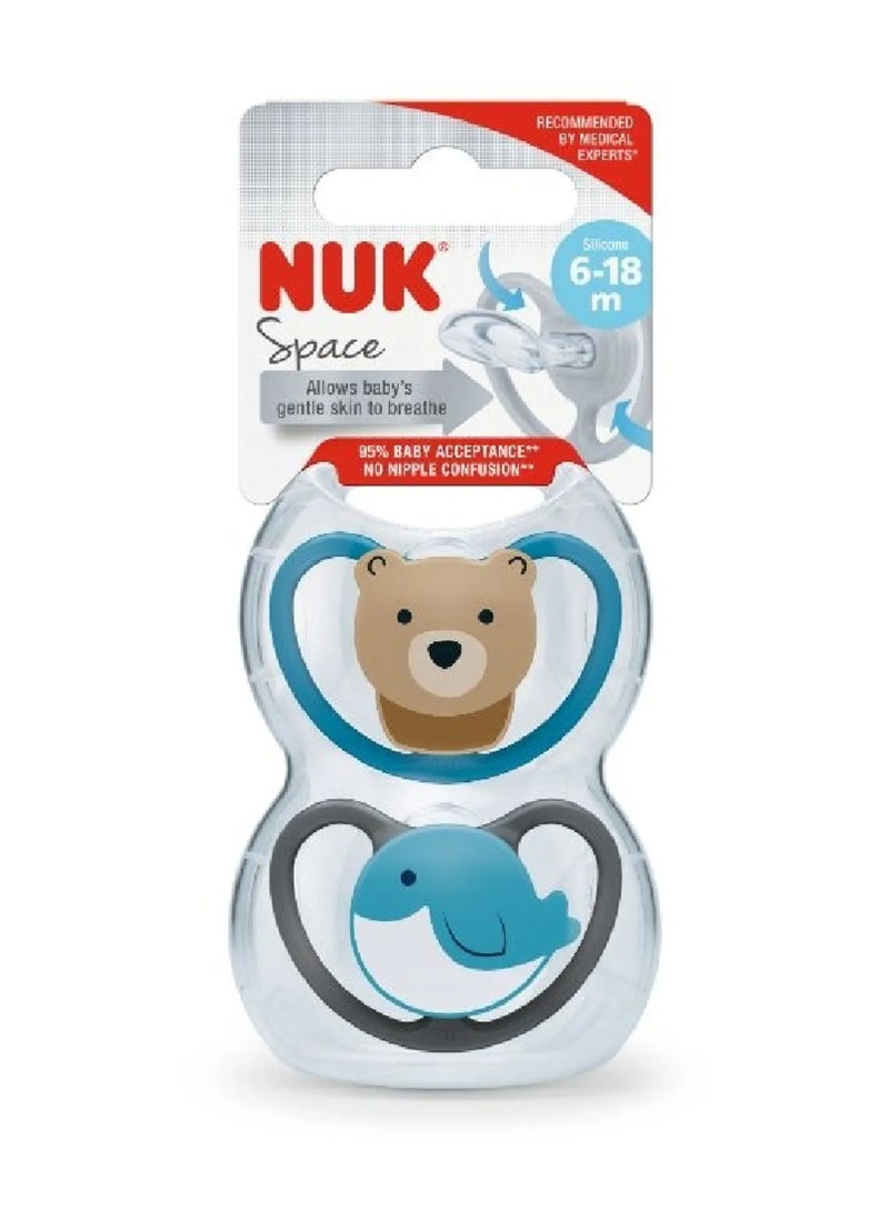 نوك لهاية نوك سبيس سيليكون من عمر 18 إلى 36 شهرًا، وحدتان - Image 3