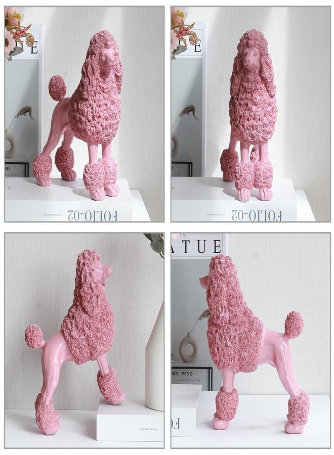 Lukitas Standing Pink Poodle Sculpture Decor, Decorative Dog Statue, Animal Ornament for Garden Home, Resin 10'' - Image 2