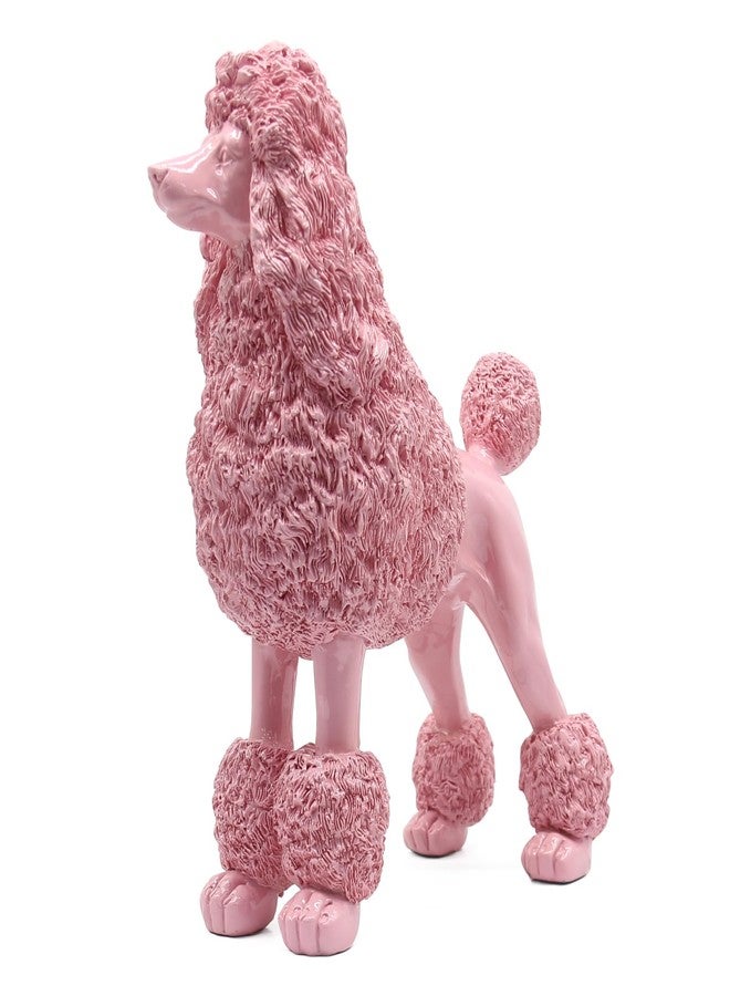 Lukitas Standing Pink Poodle Sculpture Decor, Decorative Dog Statue, Animal Ornament for Garden Home, Resin 10'' - Image 1