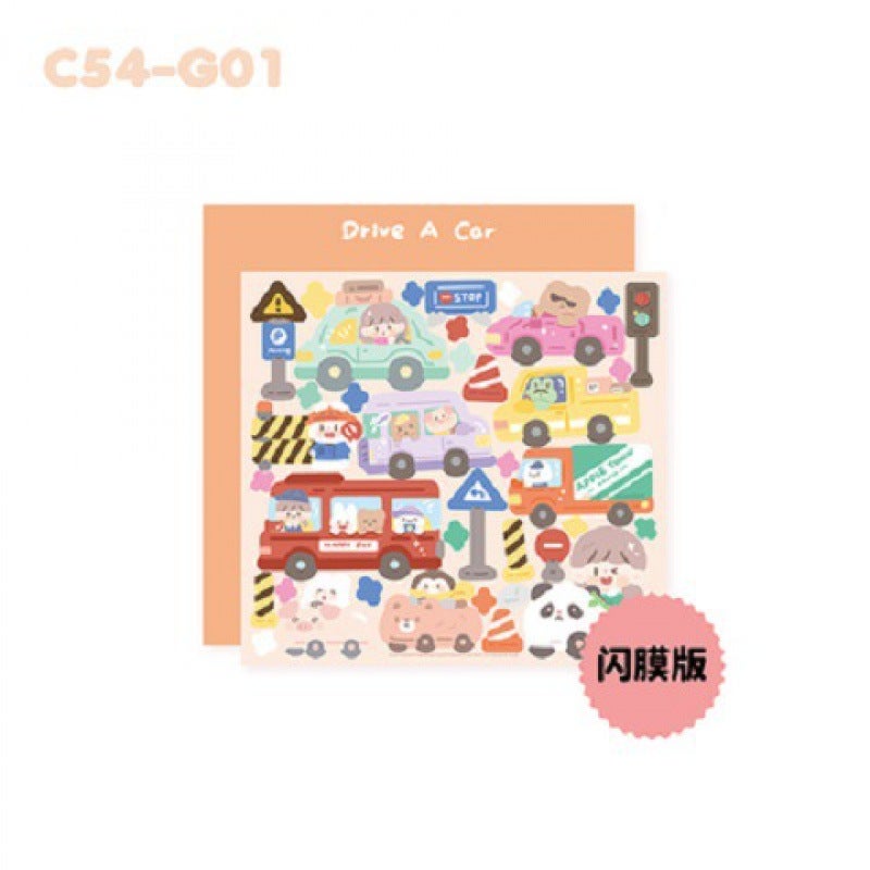 Generic [Zhuodawang theme scene seamless stickers collection] Goka stickers waterproof cartoon cute collage material hand account Driving flash film-Zhuo Dawang second elastic square sticker
