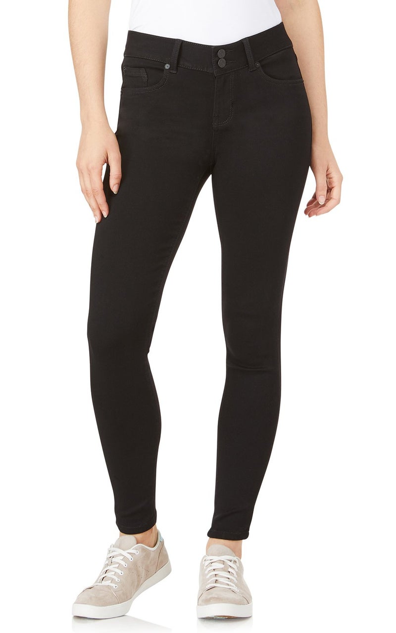 WallFlower Women's Ultra Skinny Mid-Rise Insta Soft Juniors Jeans (Standard and Plus), Black, 0 - Image 1