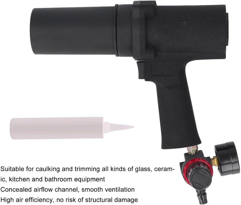 Pneumatic Caulking Gun with Integrated Pressure Gauge and Adjustable Speed - High Strength Metal Cylinder for 310ml Cartridges - Professional Air Powered Cartridge Applicator - Image 3