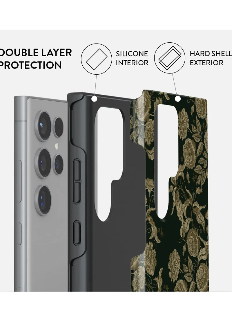 BURGA Luxury Styled Flower Samsung Galaxy S24 Ultra Case Compatible with Double Layer Silicone Protective Case Destiny