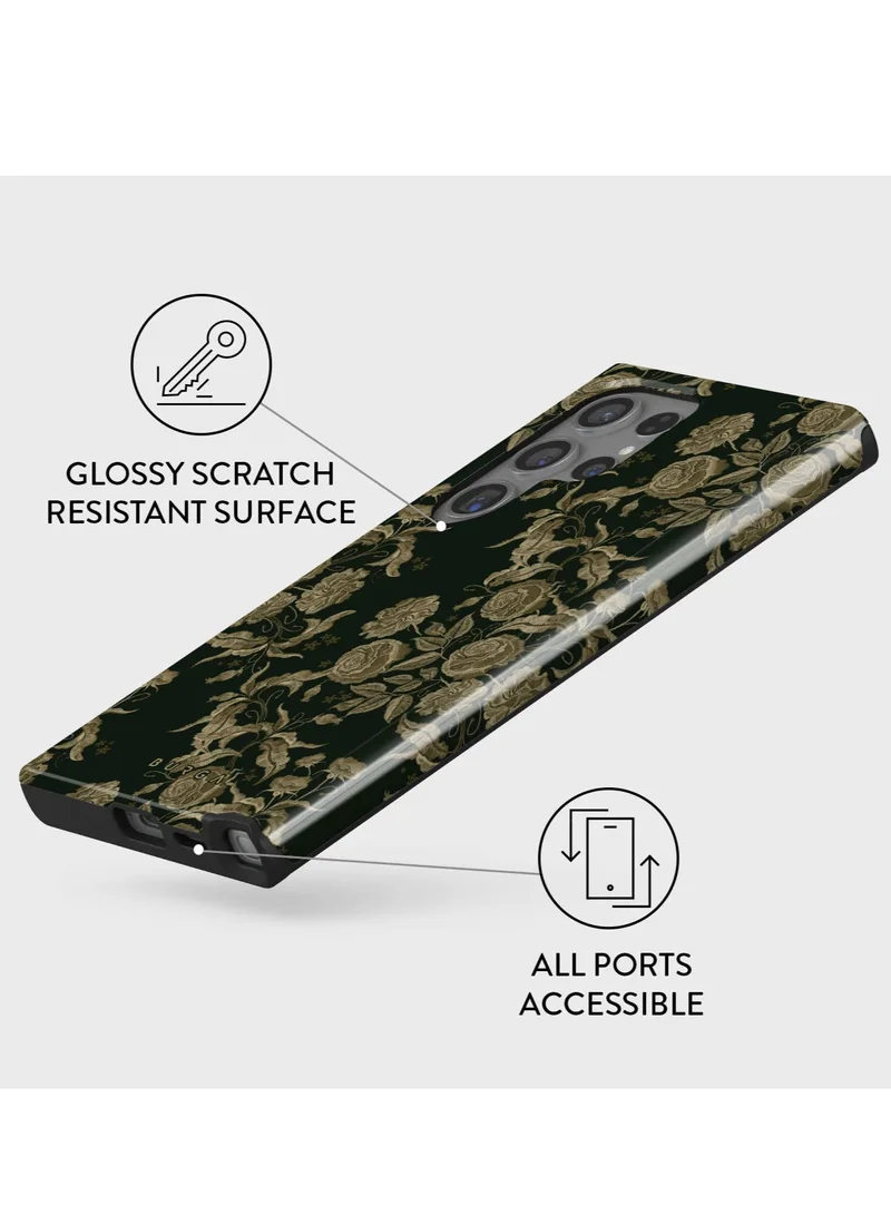 BURGA Luxury Styled Flower Samsung Galaxy S24 Ultra Case Compatible with Double Layer Silicone Protective Case Destiny