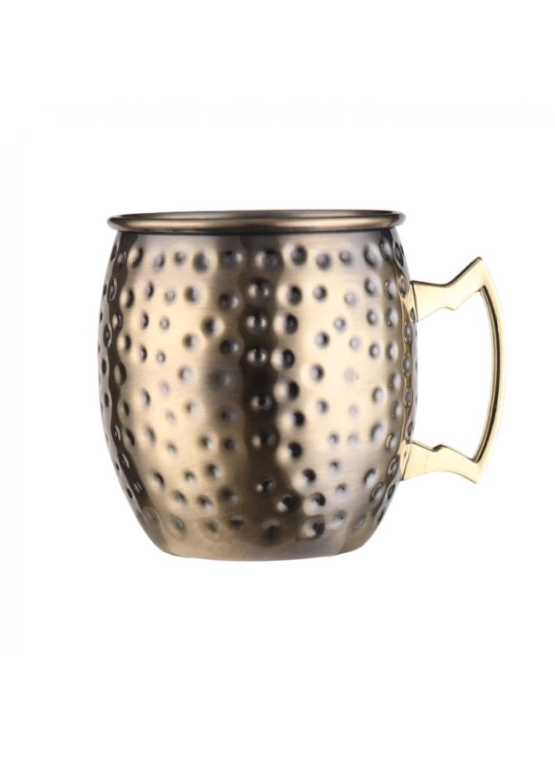 1-Pieces Moscow Mule Cup Stainless Steel Copper Hammered Cups Ice Drinking Cup Golden 530ml  - Image 1