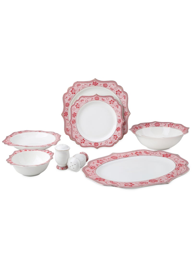 Life Smile طقم عشاء من 29 قطعة من البورسلين – أدوات مائدة متينة مع طبق تقديم ومجموعة أطباق - Image 1