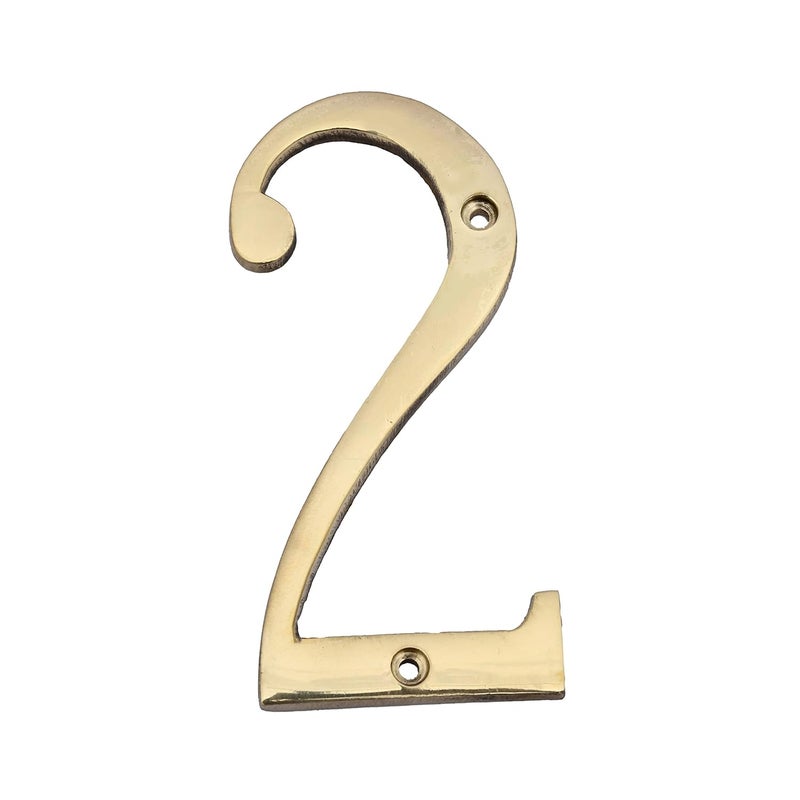 AargKraft 4 Brass House Hotel Door Number Plaque Sticky Numeric Numerical Digit 09 2 Two - Image 2