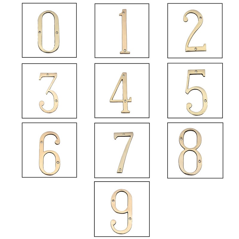 AargKraft 4 Brass House Hotel Door Number Plaque Sticky Numeric Numerical Digit 09 2 Two - Image 5