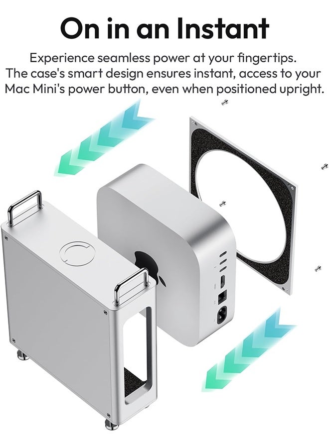 ULANZI QT01 Mac mini Case, Aluminum Case Compatible with 2024 Mac mini M4/M4 Pro, Heat Dissipation Aluminum Mac mini M4 Mount Rack, Mac mini M4 Holder Anti-Scratch Shockproof Portable Small Stand - Image 3