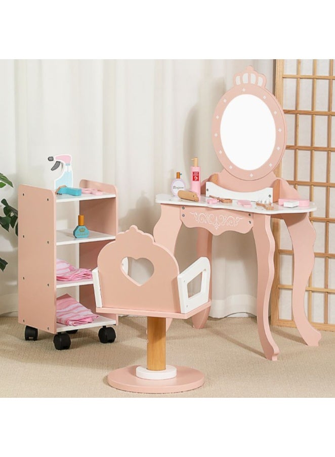 Wooden Dressing Table and Chair With Children Toys - Image 1