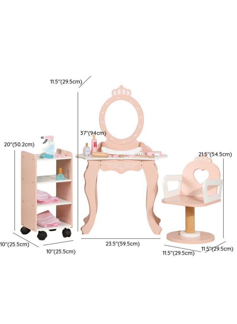 Wooden Dressing Table and Chair With Children Toys - Image 3