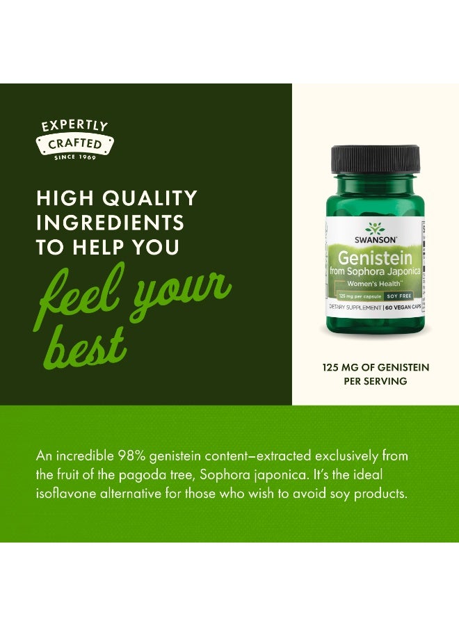 SWANSON Genistein from Sophora Japonica, Soy Free, 125 mg, 60 Veggie Capsules(pack of 3) - Image 4
