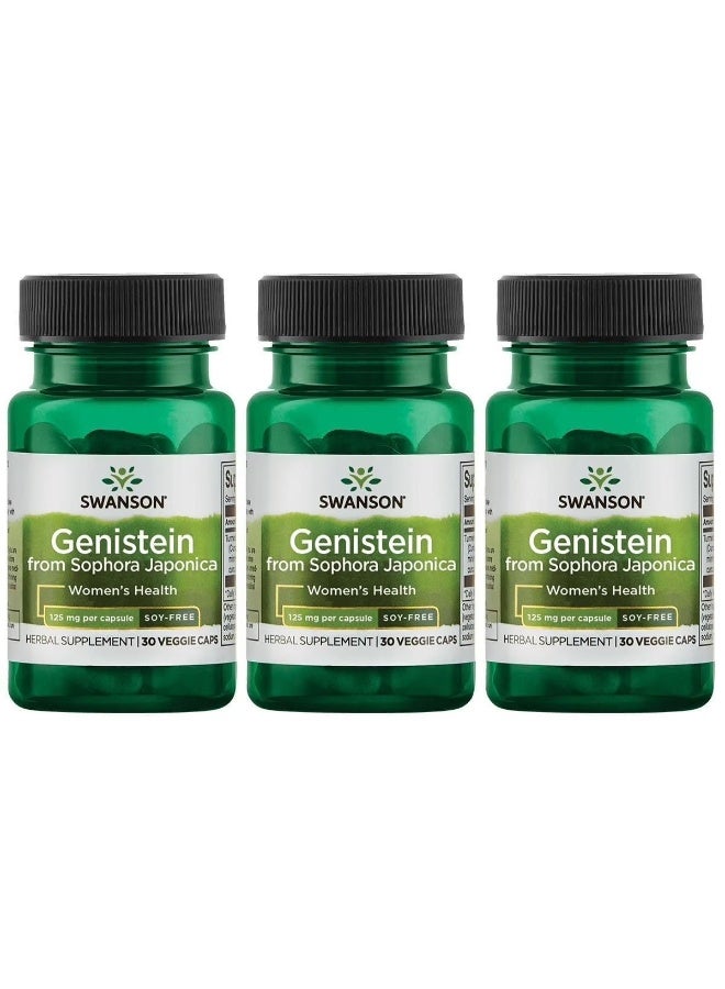 SWANSON Genistein from Sophora Japonica, Soy Free, 125 mg, 60 Veggie Capsules(pack of 3) - Image 1