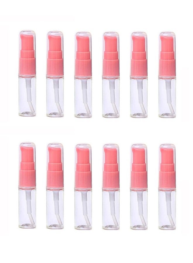 Quupy 12Pcs 10ml/0.34oz Clear Lotion Pump Bottle with Pink Press Pump Head Empty Refillable Travel Bottles Toiletries Liquid Container Vials for Cosmetic Makeup Shampoo Shower Gel - Image 1