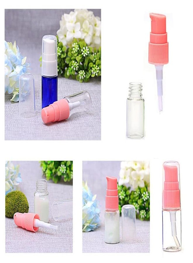 Quupy 12Pcs 10ml/0.34oz Clear Lotion Pump Bottle with Pink Press Pump Head Empty Refillable Travel Bottles Toiletries Liquid Container Vials for Cosmetic Makeup Shampoo Shower Gel - Image 4