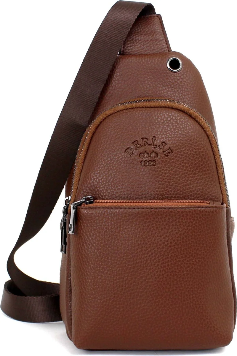 ديرسي كلوب Brown Color Crossbody Bag Chest Bag Multi-Compartment Shoulder Strap Bodybag Bag with Headphone Outlet