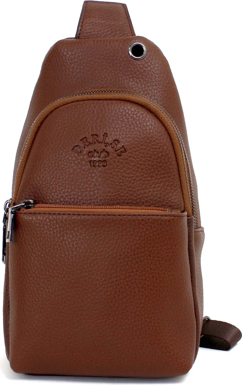 ديرسي كلوب Brown Color Crossbody Bag Chest Bag Multi-Compartment Shoulder Strap Bodybag Bag with Headphone Outlet