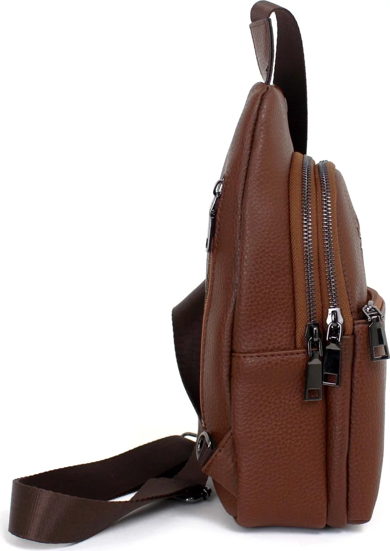 ديرسي كلوب Brown Color Crossbody Bag Chest Bag Multi-Compartment Shoulder Strap Bodybag Bag with Headphone Outlet