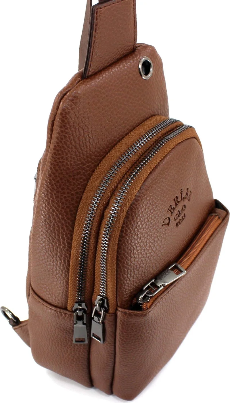 ديرسي كلوب Brown Color Crossbody Bag Chest Bag Multi-Compartment Shoulder Strap Bodybag Bag with Headphone Outlet