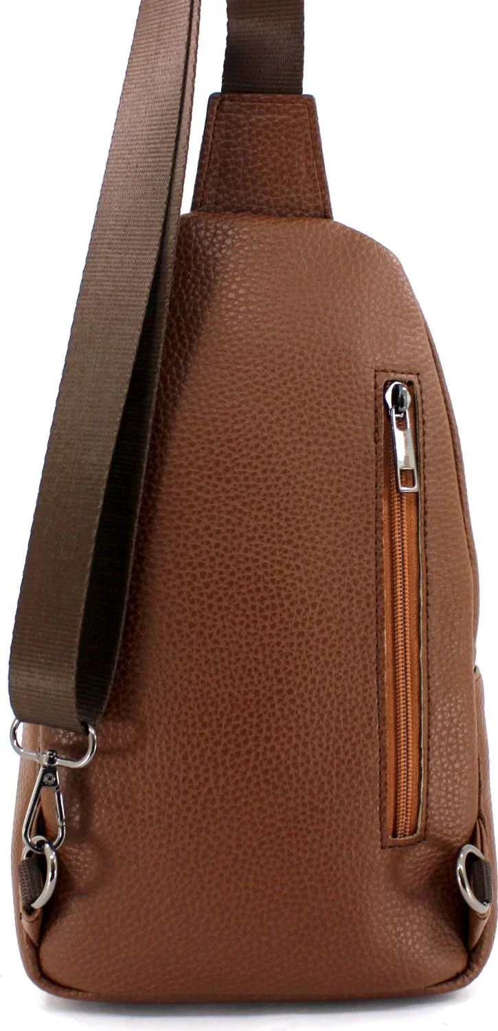 ديرسي كلوب Brown Color Crossbody Bag Chest Bag Multi-Compartment Shoulder Strap Bodybag Bag with Headphone Outlet