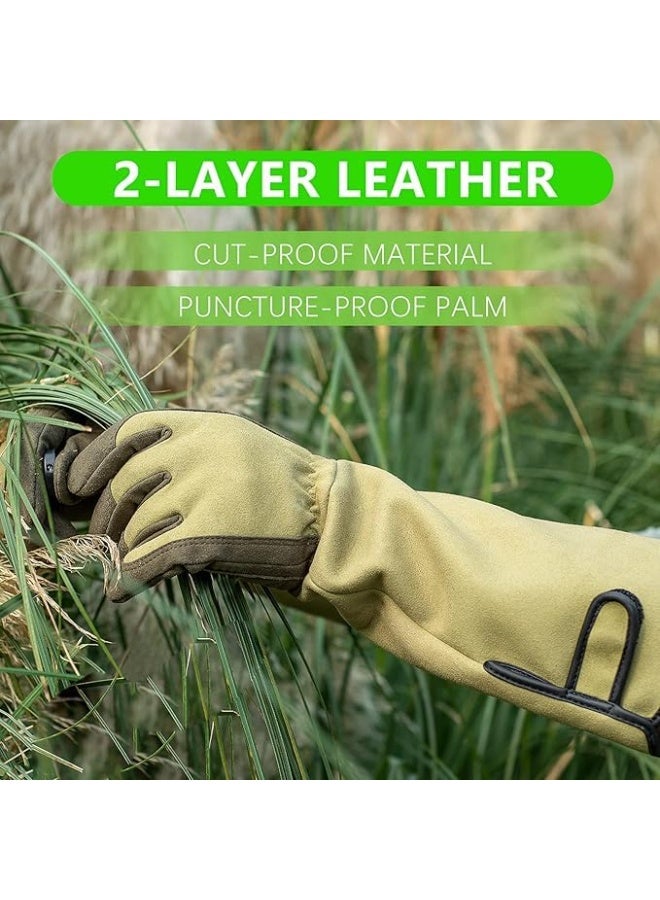 SYOSI Rose Pruning Gloves, Professional Thorn-Proof Gardening Gloves with Extended Forearm Protection, Durable Leather Work Gloves for Men and Women, Ideal for Rose Bush and Shrub Maintenance (Green) - Image 3