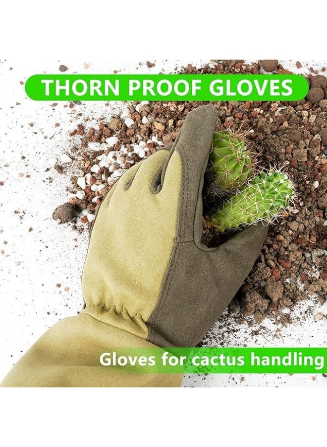 SYOSI Rose Pruning Gloves, Professional Thorn-Proof Gardening Gloves with Extended Forearm Protection, Durable Leather Work Gloves for Men and Women, Ideal for Rose Bush and Shrub Maintenance (Green) - Image 4