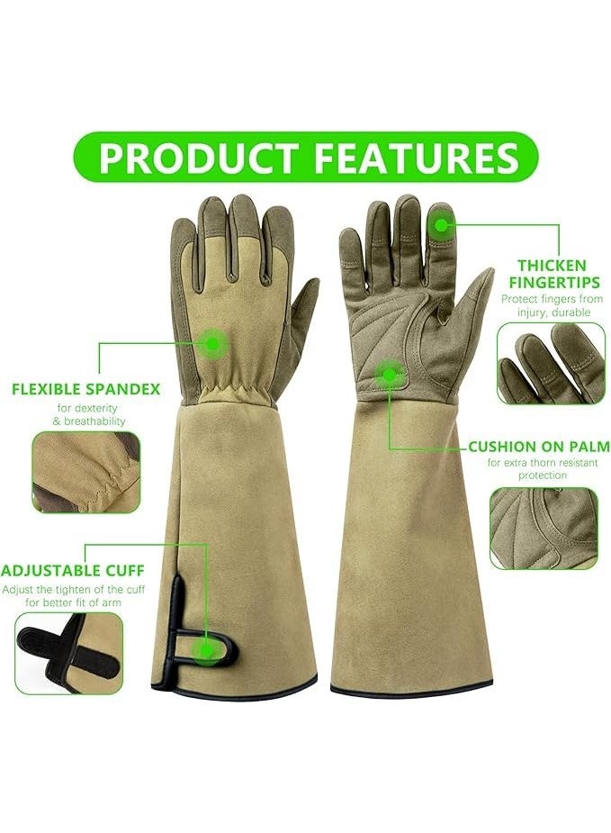 SYOSI Rose Pruning Gloves, Professional Thorn-Proof Gardening Gloves with Extended Forearm Protection, Durable Leather Work Gloves for Men and Women, Ideal for Rose Bush and Shrub Maintenance (Green) - Image 5