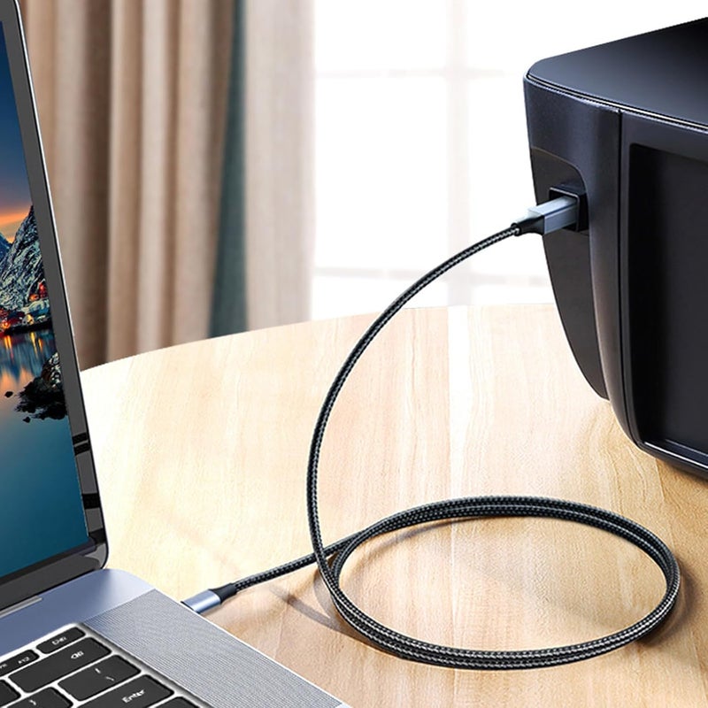 كابل طابعة USB C من النوع الذكر إلى النوع B ذكر، سلك ماسح ضوئي لنقل البيانات للطابعات والماسحات الضوئية - Image 2