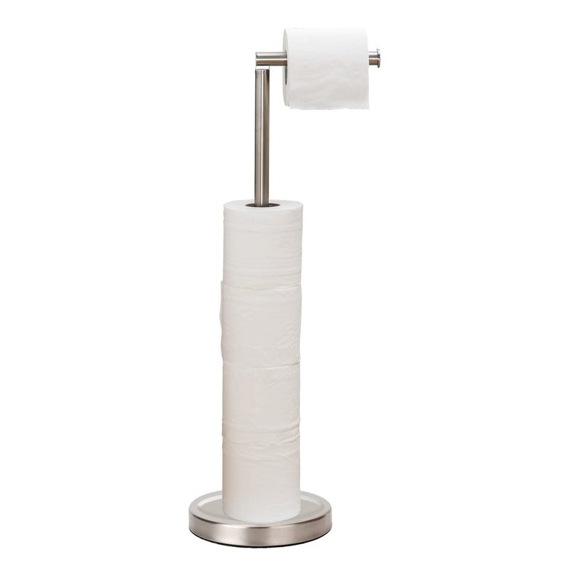 Toilet Paper Holder Stand Bathroom Toilet Paper Storage for 4 Paper Rolls with Heavy Base Freestanding Toilet Paper Roll Holder Brushed Nickel