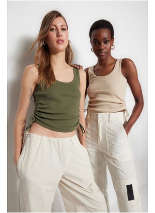 Khaki-Beige 2-Pack Shirring Detailed Pool Collar Corduroy, Flexible Knit Undershirt TWOSS21AL0195 - pzsku/Z9F8E6734BD2453F87E4AZ/45/_/1730941043/32c4582f-0872-40c9-9b65-c737fefd9f51