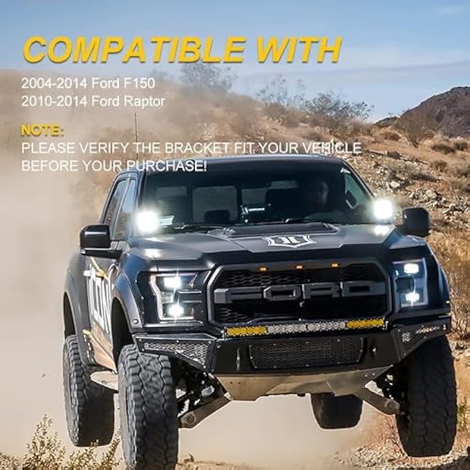 Chelhead F150 Front APillar Hood Hinges Led Work Cube Light Mount Brackets Raptor Engine Hood Ditch Light Pods Mount Compatible With Ford F150 20042014  1St Gen Svt Raptor - Image 4