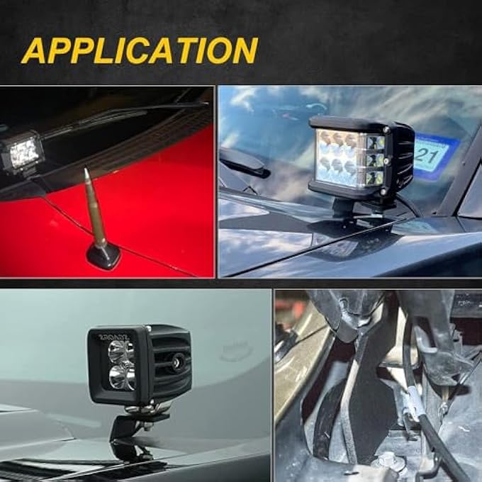 Chelhead F150 Front APillar Hood Hinges Led Work Cube Light Mount Brackets Raptor Engine Hood Ditch Light Pods Mount Compatible With Ford F150 20042014  1St Gen Svt Raptor - Image 3