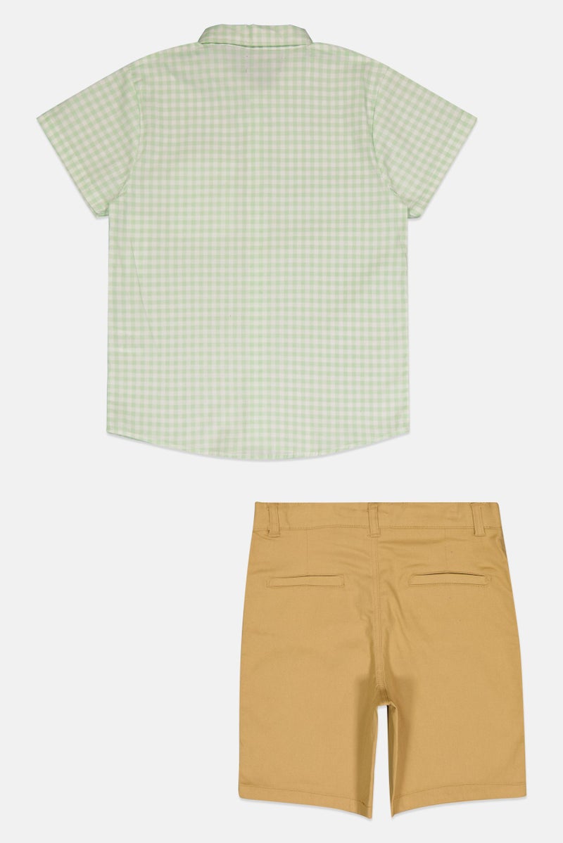 Freestyle طقم قميص وشورت مقلم للأطفال الأولاد من قطعتين، متعدد الألوان - Image 3