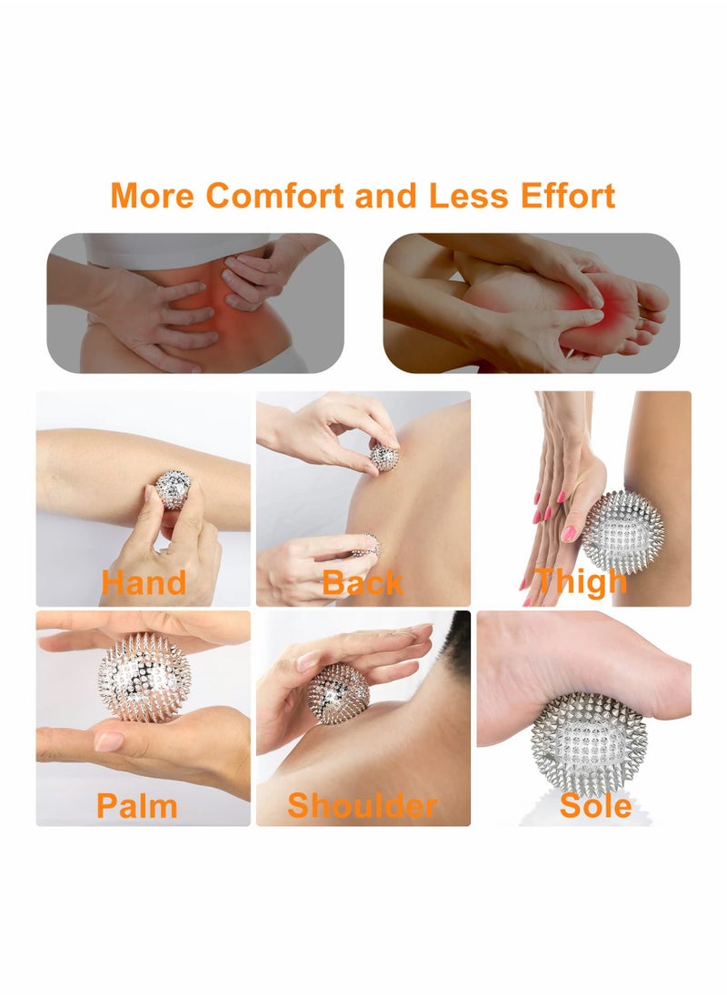 Generic - Acupressure Massage Balls for Foot, Back, and Muscle Relief - 5.6 cm Hedgehog Balls for Soreness Relief, Pack of 2, Silver - Perfect for Targeted Muscle Therapy and Relaxation. - Image 1