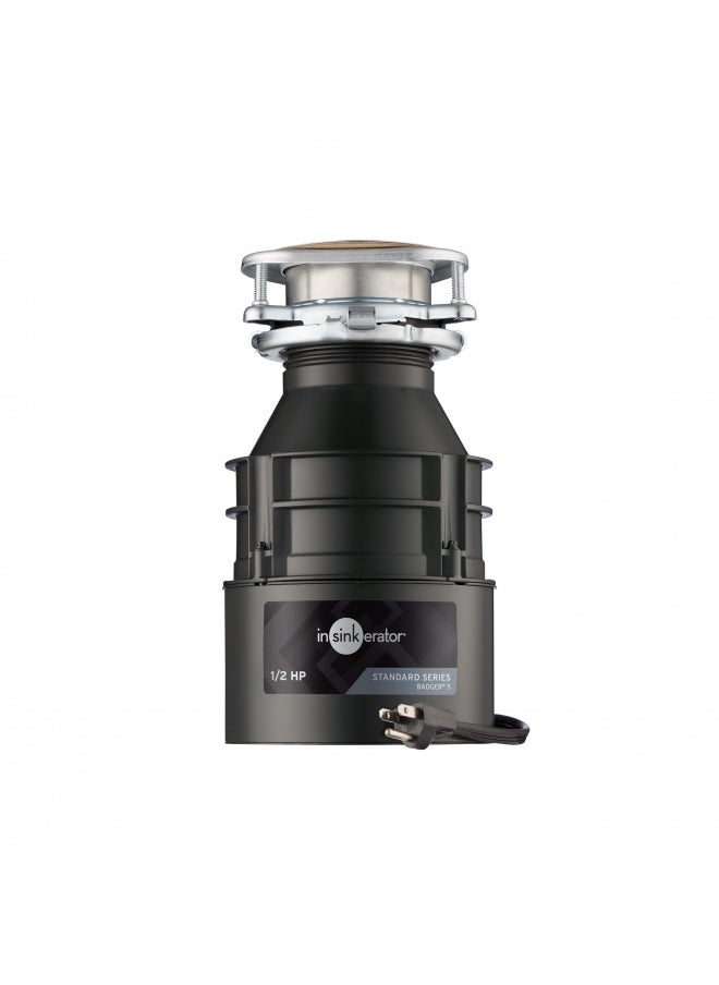 insinkerator InSinkErator Badger 5 Garbage Disposal with Power Cord, Standard Series 1/2 HP Continuous Feed Food Waste Disposer, Badger 5 W/C, No Size, Black/Gray  - Image 2