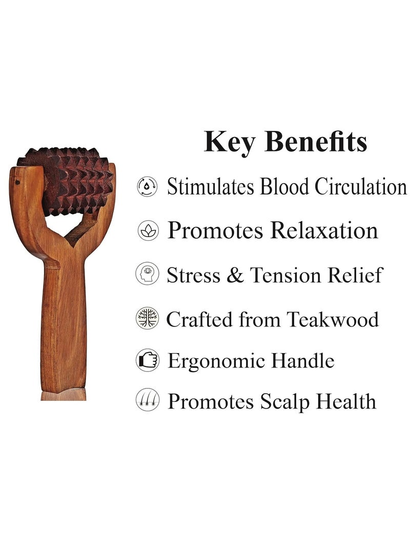 Flavoma Balyantra Wooden Roller Massager For Scalp | Acupressure Roller Massage | Head Massager For Hair Growth | Manual Head Massager | Promotes Hair Growth | Dandruff Removal - Image 3