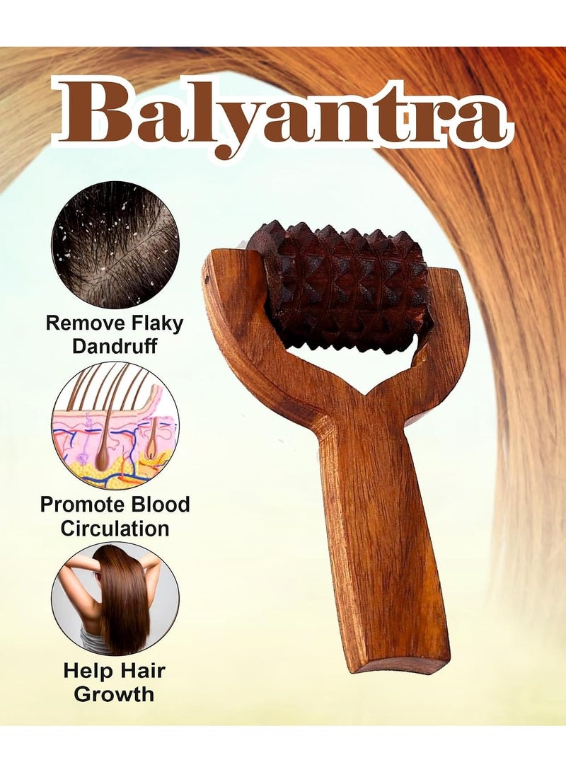Flavoma Balyantra Wooden Roller Massager For Scalp | Acupressure Roller Massage | Head Massager For Hair Growth | Manual Head Massager | Promotes Hair Growth | Dandruff Removal - Image 2