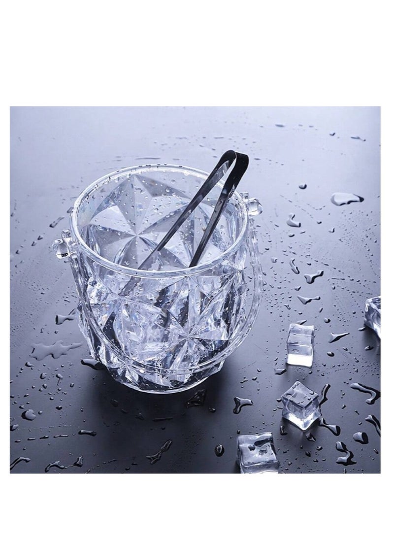 OASIS-TH Elegant Transparent Ice Bucket Handle & Servings Tongs Crystal Shape Design  - Image 2