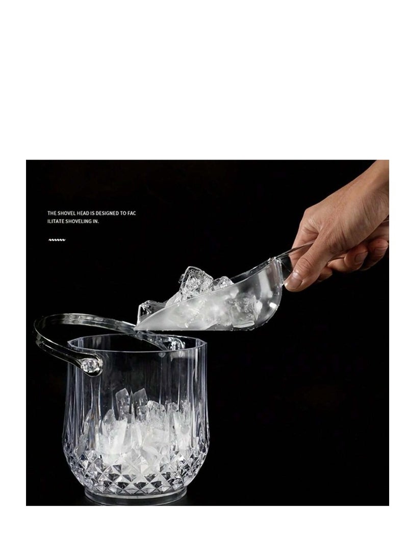 OASIS-TH Elegant Transparent Ice Bucket Handle & Servings Tongs Crystal Shape Design  - Image 3